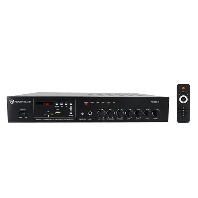 Rockville RCS80-1 – Amplificador Comercial 70V/100V de 60W con Receptor Bluetooth