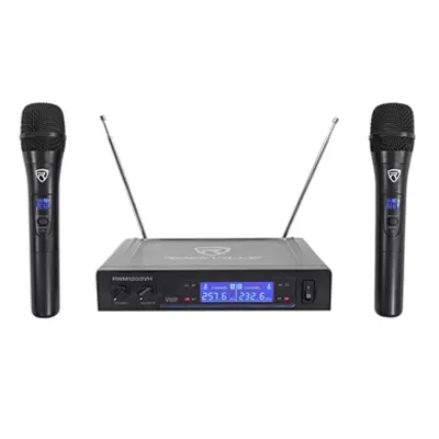 Rockville RWM1203VH – Sistema de Micrófonos Inalámbricos VHF de Mano Doble Canal